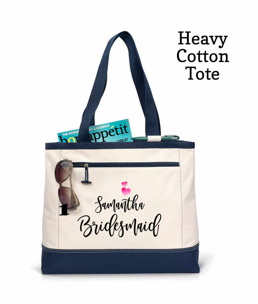 Personalized Tote Bags For Wedding Real Metallic Prints Cotton