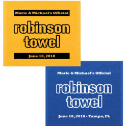 wedding rally towel family name with and without banner
